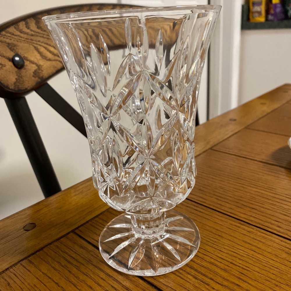 Vintage Heavy Clear Glass Hurricane Vase